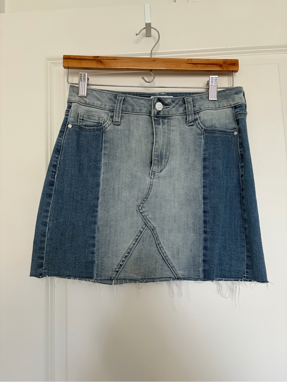 Celebrity Pink Denim Patchwork Mini Skirt | Size 25